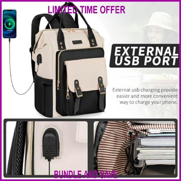 15.6 Inch Travel Laptop Backpack with USB Charging Port Luggage Strap main image 4